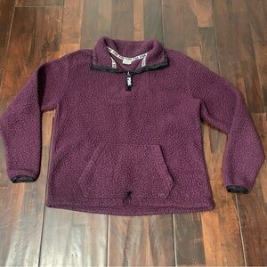 PINK by Victoria Secret Sherpa Pullover Women’s Small 1/4 Zip Burgundy Purple